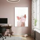 Quadro Decorativo Porquinho Bubble Gum 70x50cm Mold Branca