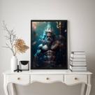 Quadro Decorativo Poseidon- Deus Do Mar 33x24cm - com vidro