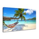 Quadro Decorativo Praia Coqueiro Rede Sala Quarto Tela Grande 60x90cm Tecido Canva Borda Infinita