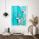 Quadro Decorativo Praia Estrelas do Mar Rede - 70x50cm