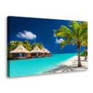 Quadro Decorativo Praia Maldivas Oceano Azul Areia Branca Sala Quarto Cozinha Tela Canvas 55x90cm