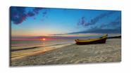 Quadro Decorativo Praia Mar Barco em Tecido Canvas 130x60