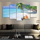 Quadro Decorativo Praia Mar Concha 130x63 em tecido
