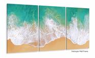 Quadro Decorativo Praia Mar Onda 120x60 3 peças sala