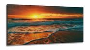 Quadro Decorativo Praia Mar Vermelho em Tecido Canvas 130x60 cm
