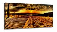 Quadro Decorativo Praia Sala Quarto Areia em Tecido Canvas 130x60