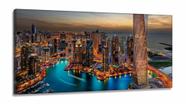 Quadro Decorativo Prédios Cidade Dubai ao Entardecer em Tecido Canvas 130x60