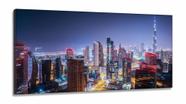 Quadro Decorativo Prédios Cidade Dubai Vista Noturna em Tecido Canvas 130x60
