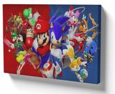 Quadro Decorativo Premium Tela 50x70 sonic e mario bros