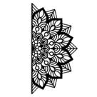 Quadro Decorativo Preto Mandala Floral Vazado em MDF