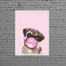 Quadro Decorativo Pug bubble Gum 24x18cm