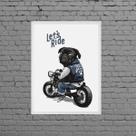 Quadro Decorativo Pug Lets Ride 33x24cm - com vidro Quadro Decorativo Pug Lets Ride 33x24cm - com vidro