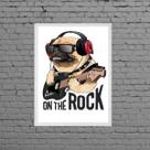 Quadro Decorativo Pug On The Rock 24x18cm - com vidro