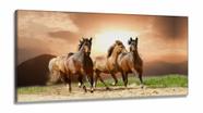 Quadro Decorativo Quatro Cavalos Hd em Tecido Canvas 130x60