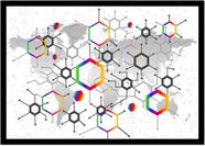 Quadro Decorativo Química Física Laboratórios Anéis Benzênicos Com Moldura RC015