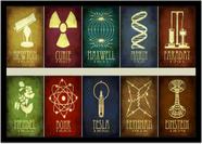 Quadro Decorativo Química Física Laboratórios Elementos Com Moldura RC008