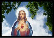 Quadro Decorativo Religioso Sagrado Coração De Jesus Com Moldura RC017