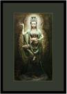 Quadro Decorativo Religiosos Kuan Yin Budismo Fundo Verde Militar Com Moldura RC109