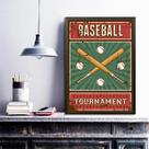 Quadro Decorativo Retrô Baseball 45x34cm - com vidro