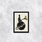 Quadro Decorativo Retrô Músico Bicicleta Antiga 24x18cm
