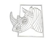 Quadro Decorativo Rinoceronte 30x30 cm Branco