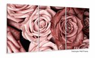 Quadro Decorativo Rosa Excêntrica em Tecido 120x60 3 peças sala