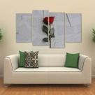 Quadro Decorativo Rosa Vermelha Mosaico Em Tecido 4 Peças 1