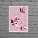 Quadro Decorativo Rosas De Tinta Rosa 33x24cm Quadro Decorativo Rosas De Tinta Rosa 33x24cm