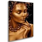 Quadro Decorativo Rosto Mulher Dourado Tela Grande 50x80cm Sala Quarto Salão Estetica Beleza Quadro Decorativo Rosto Mulher Dourado Tela Grande 50x80cm Sala Quarto Salão Estetica Beleza