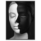 Quadro Decorativo Rosto Preto Branco 90x60 Sala Quarto Hall