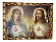 Quadro Decorativo Sagrado Coração De Maria E Jesus 76x56cm Quadro Decorativo Sagrado Coração De Maria E Jesus 76x56cm