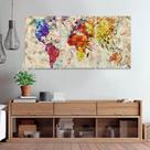 Quadro Decorativo Sala 120x60 Mapa Mundi Cores Abstrato Kit