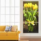 Quadro Decorativo Sala Flor 60x120 Vaso Tulipas amarelas