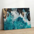 Quadro Decorativo Sala Jantar Quarto Praia Azul Pedras Paisagem Grande Escritório Hall