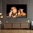Quadro Decorativo Sala Leão Leoa Família Filhotes 98x70