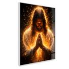 Quadro Decorativo Sala Moderna Decoração Religiosa Jesus Orando Fé E Paz com Moldura