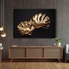 Quadro Decorativo sala Parareto Folhas Dourada 60x40 Quadro Quarto Hall Cozinha