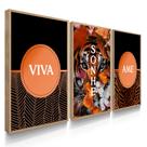 Quadro Decorativo Sala Quarto Animal Tigre Laranja Motivacional Abstrato
