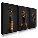 Quadro Decorativo Sala Quarto Mãos Negras Joias Ouro