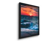 Quadro Decorativo Sala Quarto Por Do Sol Maré Mar Moldura E Vidro