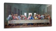 Quadro Decorativo Santa Ceia Jesus Sala Quarto em Tecido Canvas 130x60