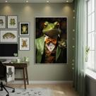 Quadro Decorativo Sapo Elegante 70x50cm Mold Branca