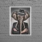 Quadro Decorativo Senhor Elefante 45x34cm - com vidro