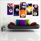 Quadro Decorativo Sinuca Bilhar Esporte Decorações Salas 5 peças com Moldura