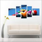 Quadro Decorativo Sinuca Bilhar Salas De Jogos Mosaico 5 Peças TT3