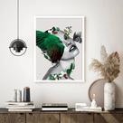 Quadro Decorativo Surrealismo Mulher Plumas - 70x50cm
