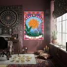 Quadro Decorativo Tarot Sol Paixão 70x50cm Mold Preta