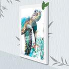 Quadro Decorativo Tartaruga Aquarela + Vidro 33x25 Estudio