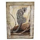 Quadro Decorativo Tela Moldura em Lona Leopardo 71x52cm