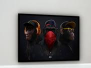 Quadro Decorativo Three Wise Monkeys - 70x50cm
